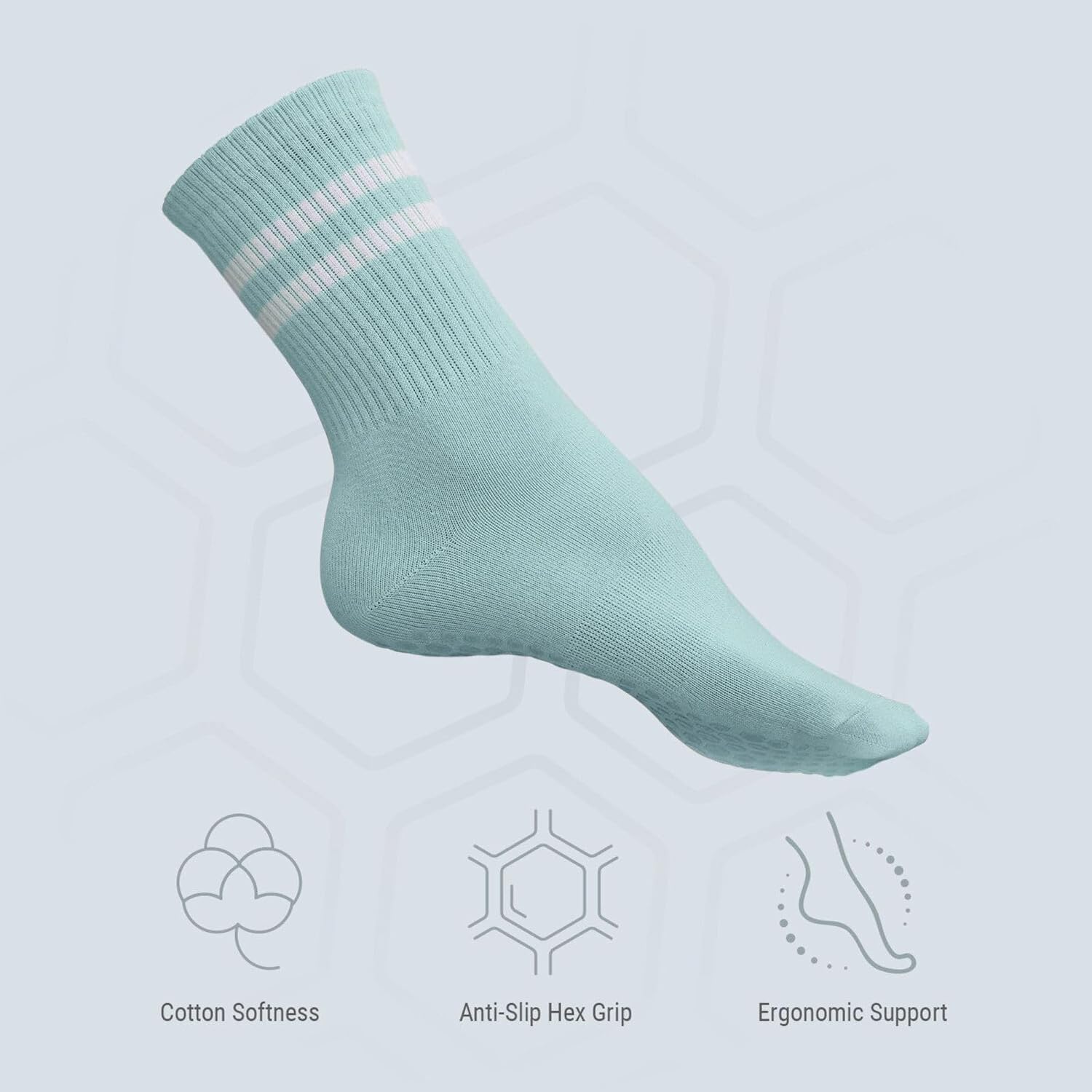 Non-Slip Pilates Socks for Women – Cotton Grip Yoga Socks for Dance, Barre, Workout and Home Use, 4-Pack