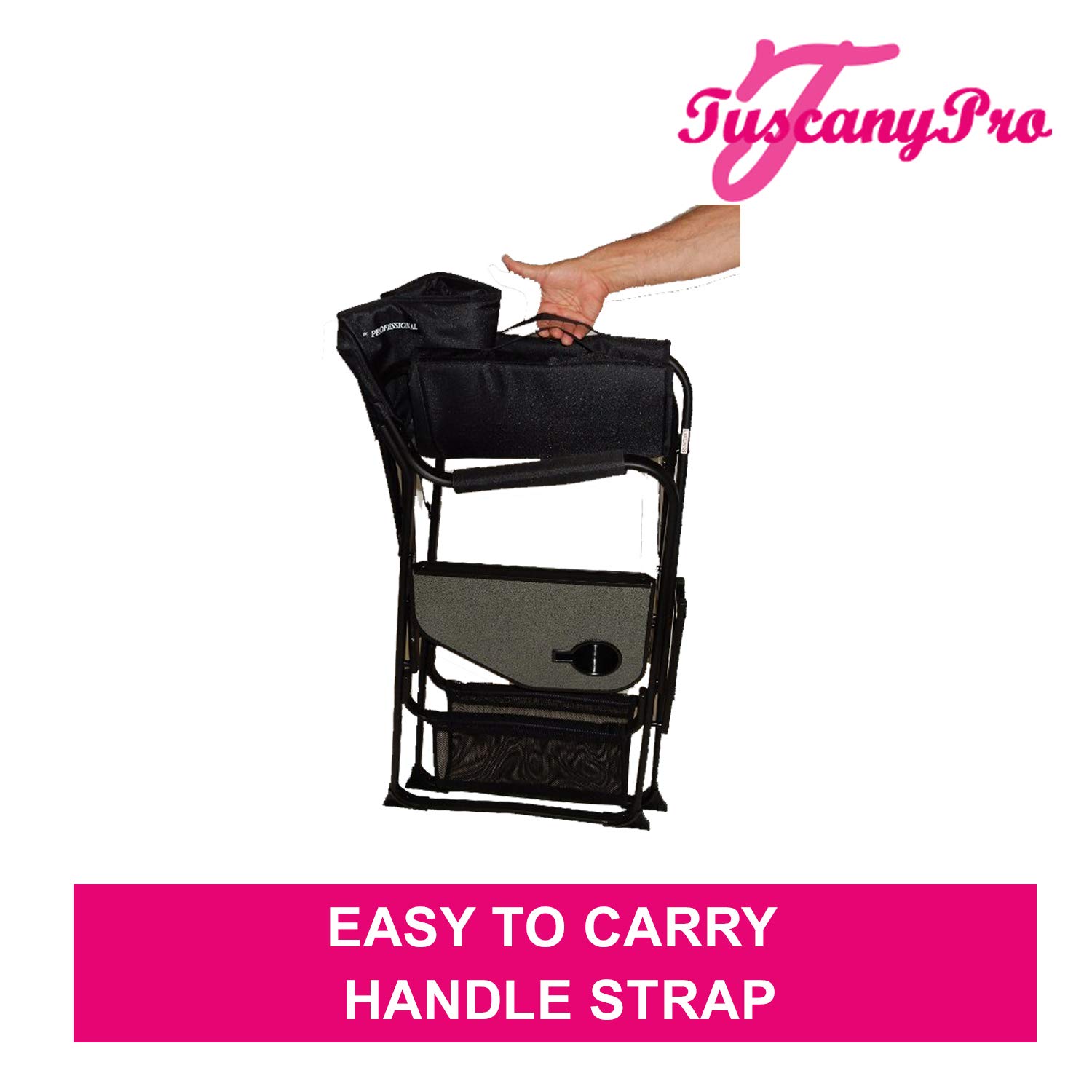 Tuscany Pro Portable Big Daddy Heavy-Duty Makeup Artist Chair - Perfect For Makeup, Salon, Events With 29 Inch Seat Height - Carry Bag Included