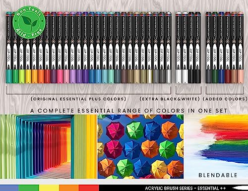 Conjunto de 36 canetas de tinta acrílica com ponta de pincel flexível, linha de 1 a 7 mm para pintur