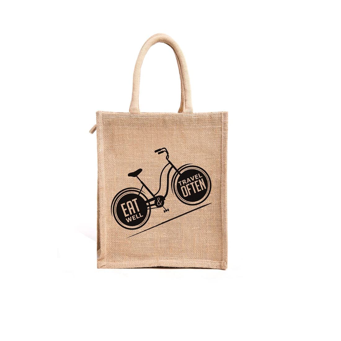 DasHomes Lunch Box Jute Bag with Zip & Bottle Holder, Tiffin Bags for Office Men & Women|for Outing & Travelling (Design 9)-image-40