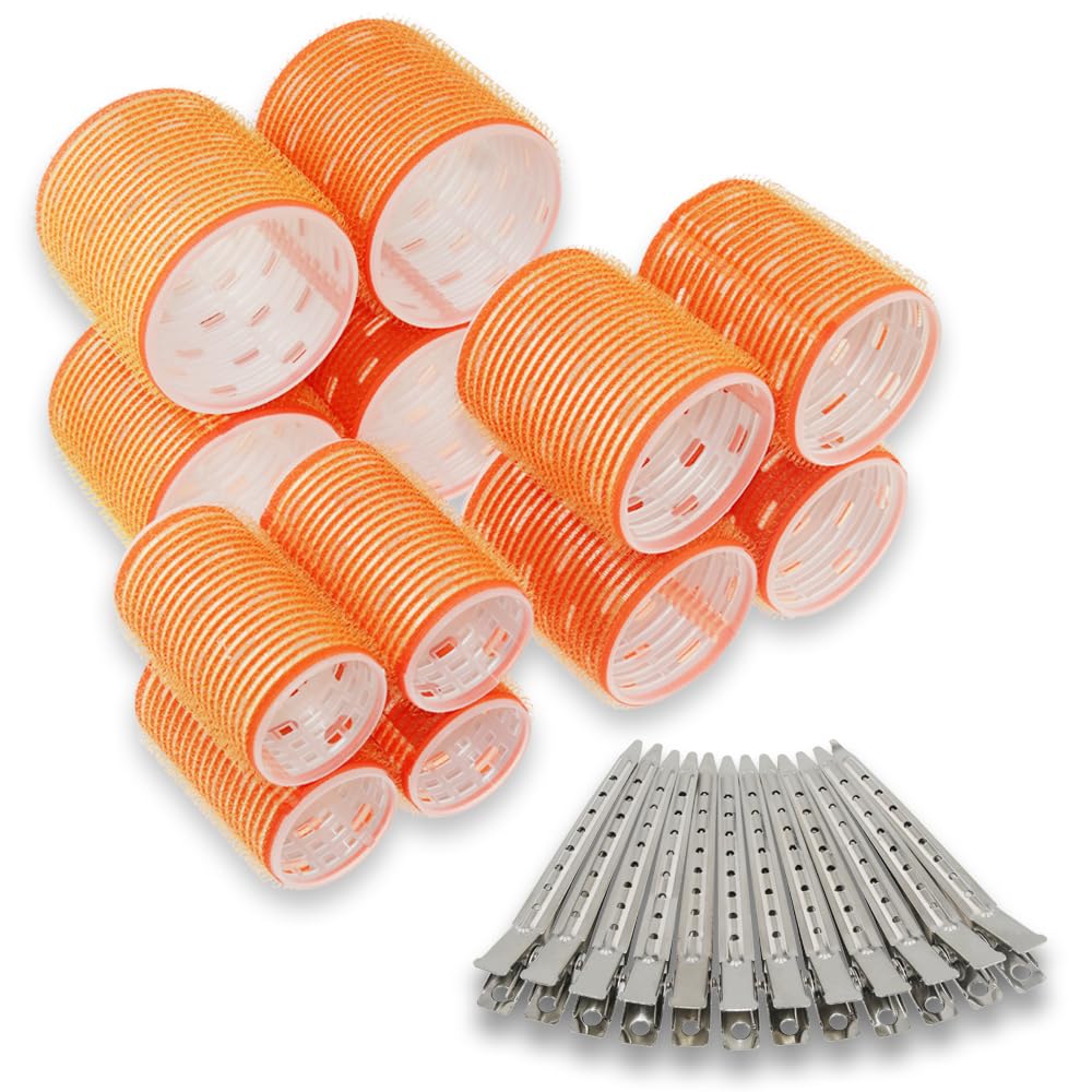 24pcs Hair Rollers Set,Self Grip Thermal Hair Roller, Large Hair Rollers Curlers, Self Holding Hair Curlers with Clips, heatless curls for long, medium and short hair styling