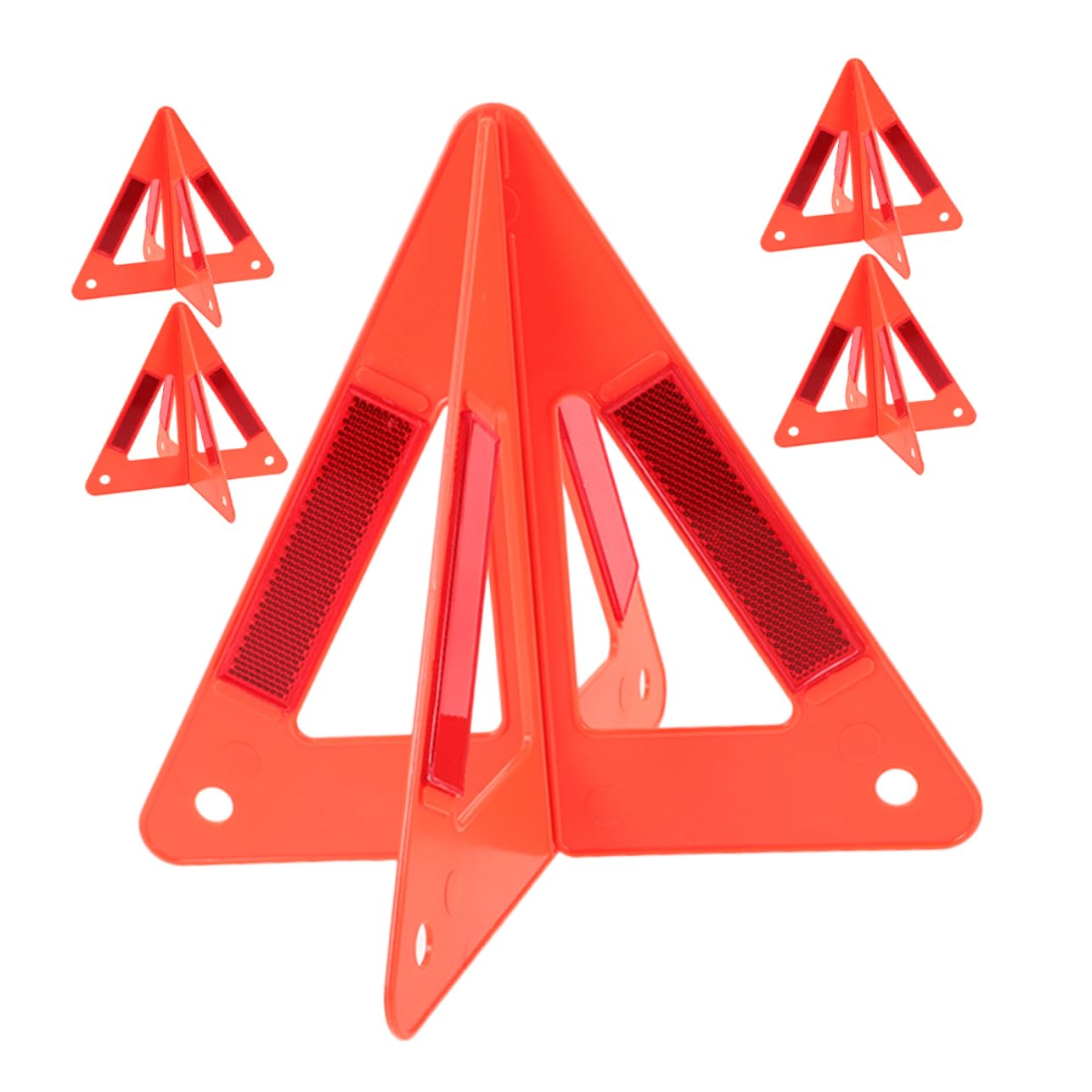 Luxshiny Triángulo de Emergencia Plegable Rojo de Plástico, 5 Piezas