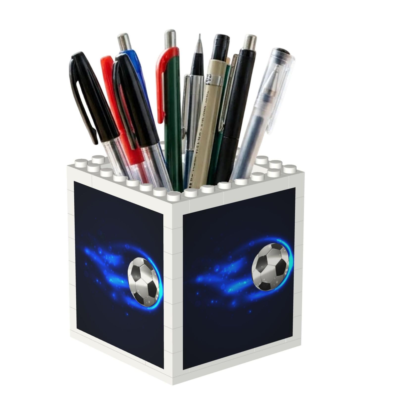 Poadnly Soccer On Fire, Pen Pot Pencil Holder for Office Home School, Compact Desk Organiser for Office Stationery