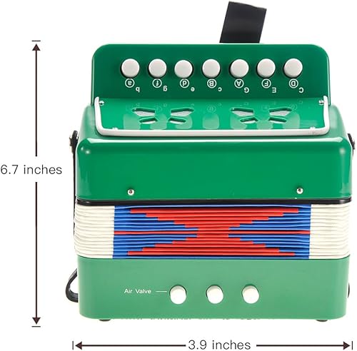 Vista 21 de PowerTRC Acordeón para niños, instrumentos musicales para niños de 9 a 12 años, mini juguete de acordeón de 10 teclas de control de botón, peso Rojo