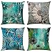 Lot de 4 Housse de Coussin 35X35cm,Bleu Housse Coussin en Velours Doux Lmpression Recto-Verso,Housse Coussin Décoratif Carré pour Canapé Maison Salon Taies d'oreiller