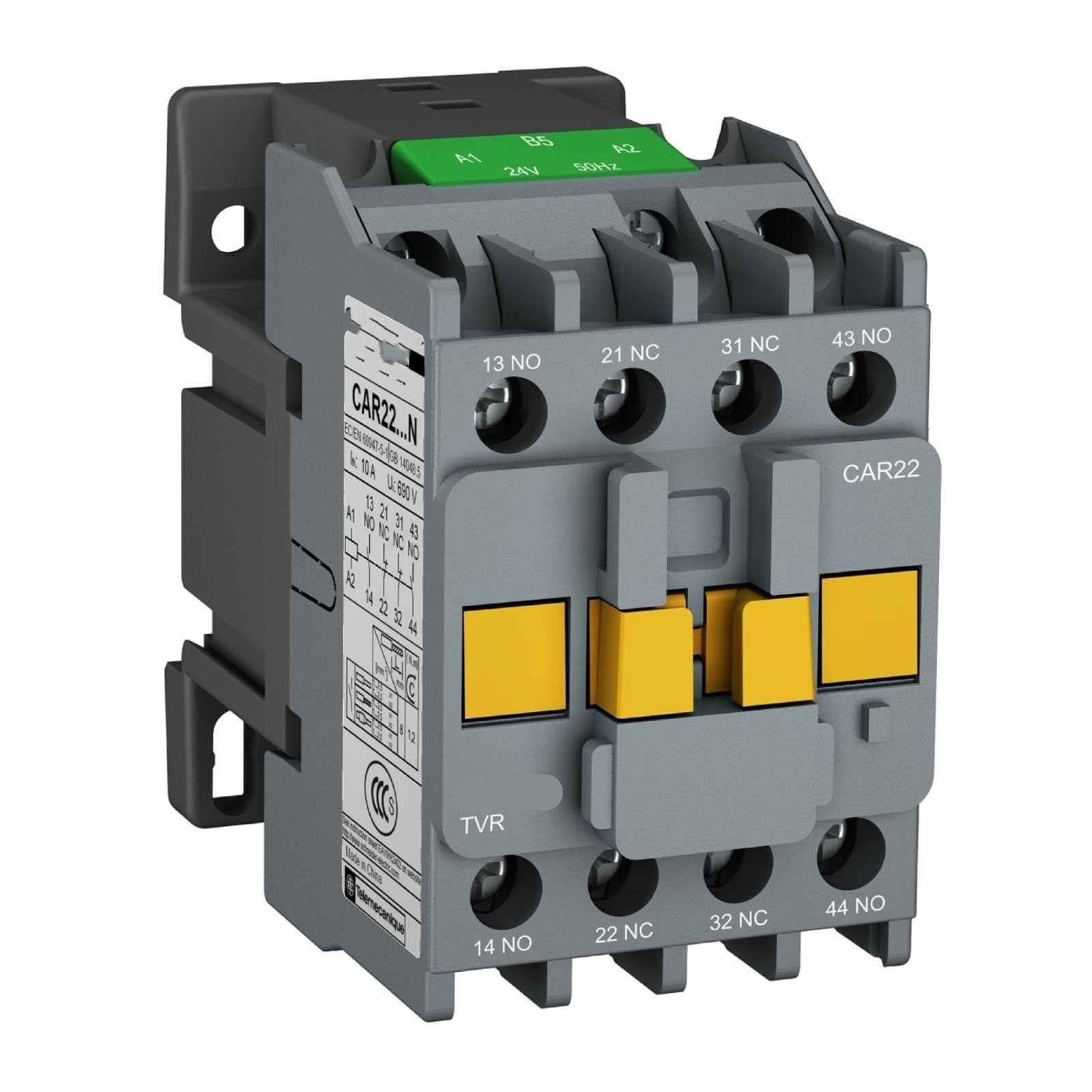 Relais de contrôle de Voiture 24VAC CAR22B5N DH3 avec Bobine 24V 2NO 2NC pour circuit auto