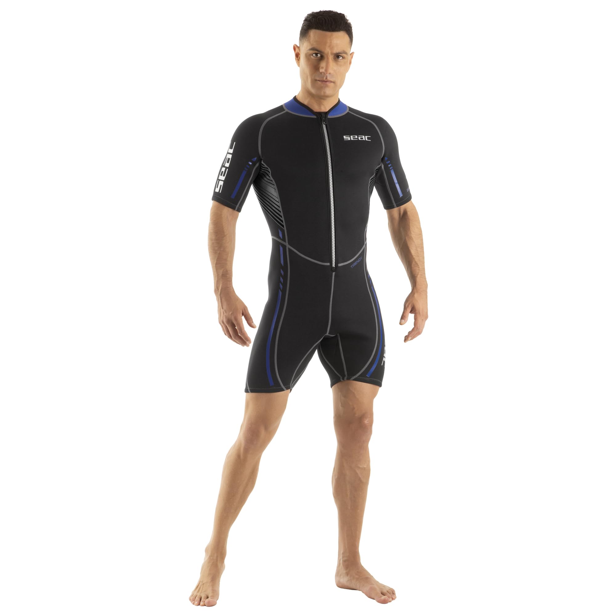 SEAC Trendy Man, Muta Corta Monopezzo in Neoprene da 2.5 mm con Zip Frontale, per Snorkeling, Surf e Sport Acquatici in Acque Temperate per Adulti e Bambini