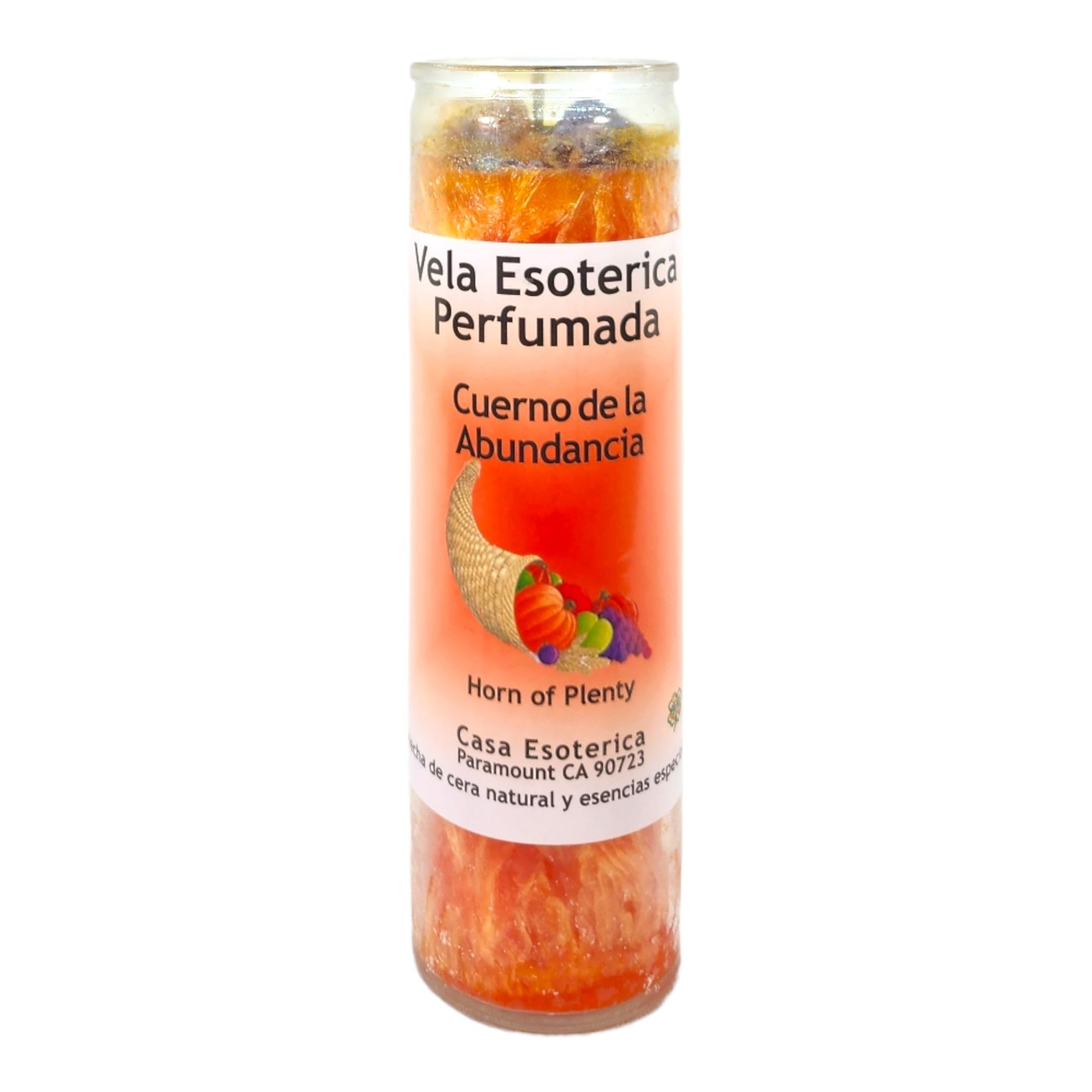 Horn of Plenty-Palm Wax Spiritual Intention Spell Candle-[Orange] | Vela CASA ESOTERICA PERFUMADA- (CUERNO DE LA ABUNDANCIA)