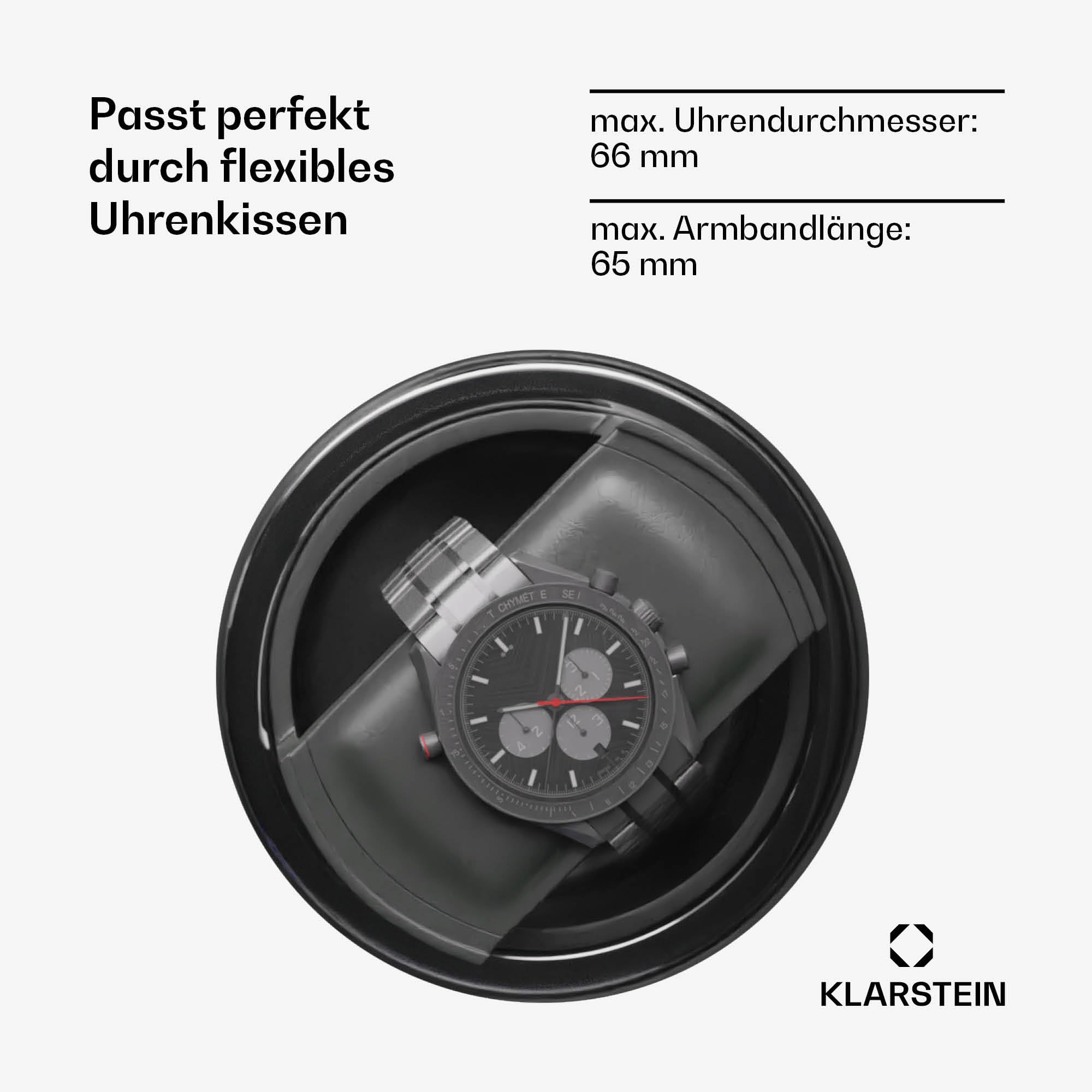 Klarstein Uhrenbeweger für 4 Automatikuhren, mit Acryl-Tür und Schloss, weiße LEDs, 5 TPD Einstellungen, automatischer Watch Winder