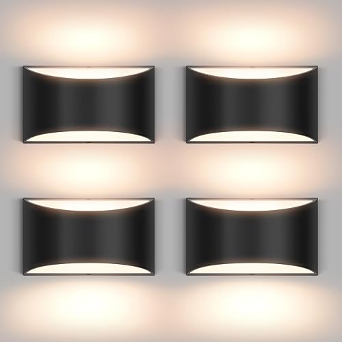 4 Pack Black Modern LED Wall Sconces Light Hardwired Wall Sconces Indoor Up and Down Sconces Wall Lamps for Living Room, Bedroom, Hallway Warm White 3000K(with G9 Bulbs)