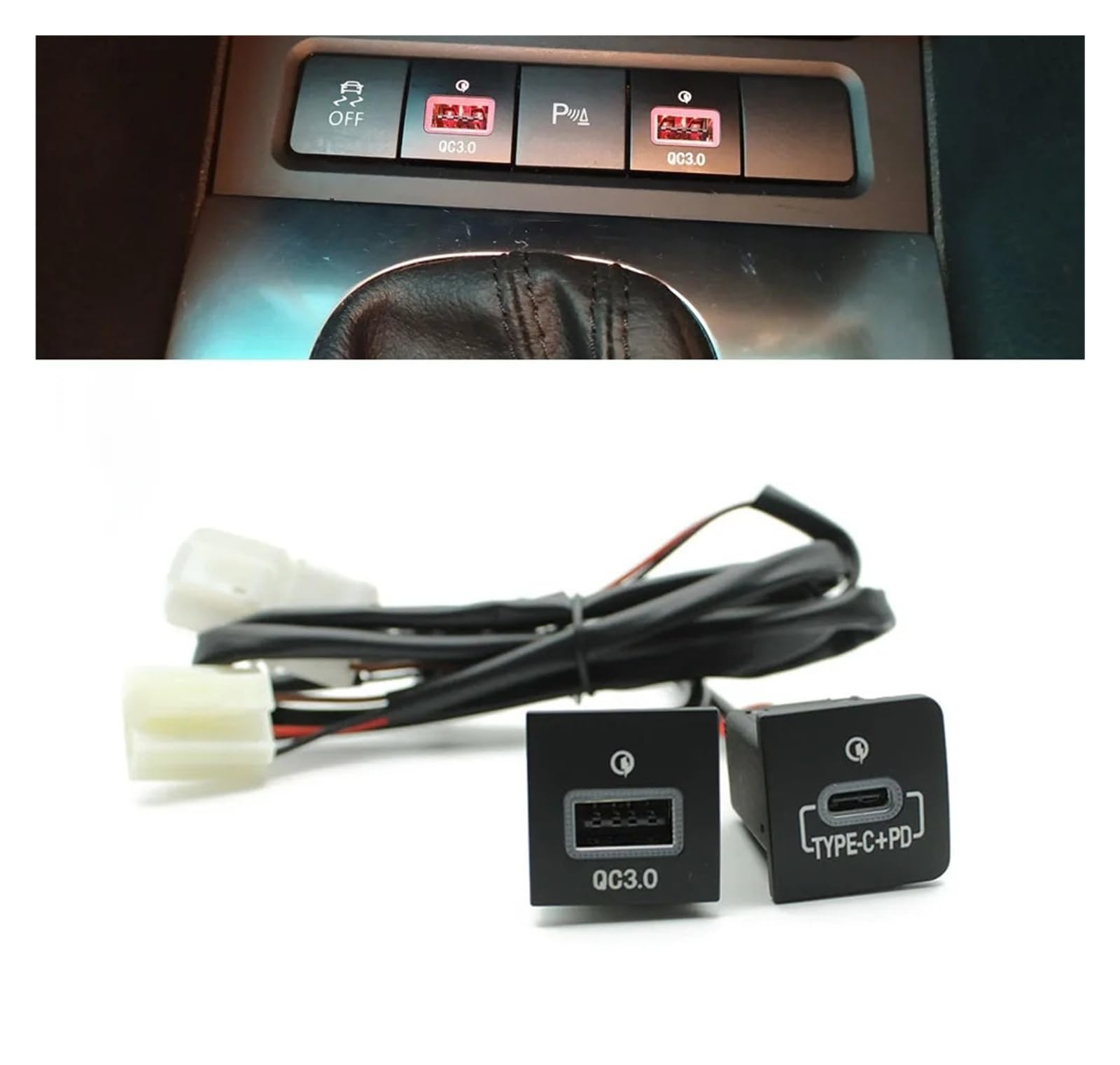 Adatto for VW Golf 6 MK6 Jetta 5MK6 Scirocco 2006-2012 Presa di Ricarica USB for Auto PD Ricarica Rapida QC3.0 PD Interfaccia USB Uso