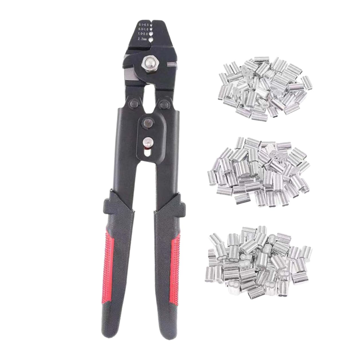 Pinza per Crimpare Cavi con Manicotti in Alluminio 180 Pezzi e Bloccaggio Regolabile Acciaio al Carbonio per Lavori su Funi Metalliche e Cavi Rope