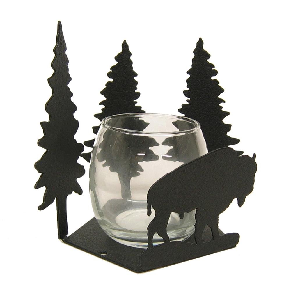 Bison Buffalo & Pine Trees Candlewrap Tea Light Votive Candle Holder