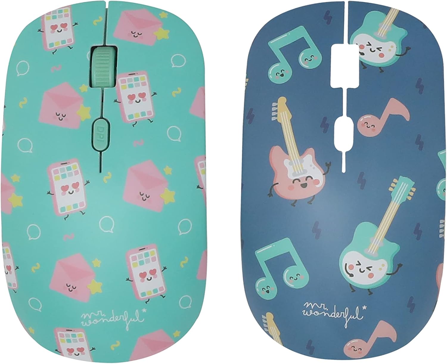 Wondee Mr Wonderful Pack de Ratón Inalámbrico con 2 Carcasas Intercambiables de Guitarras diseño