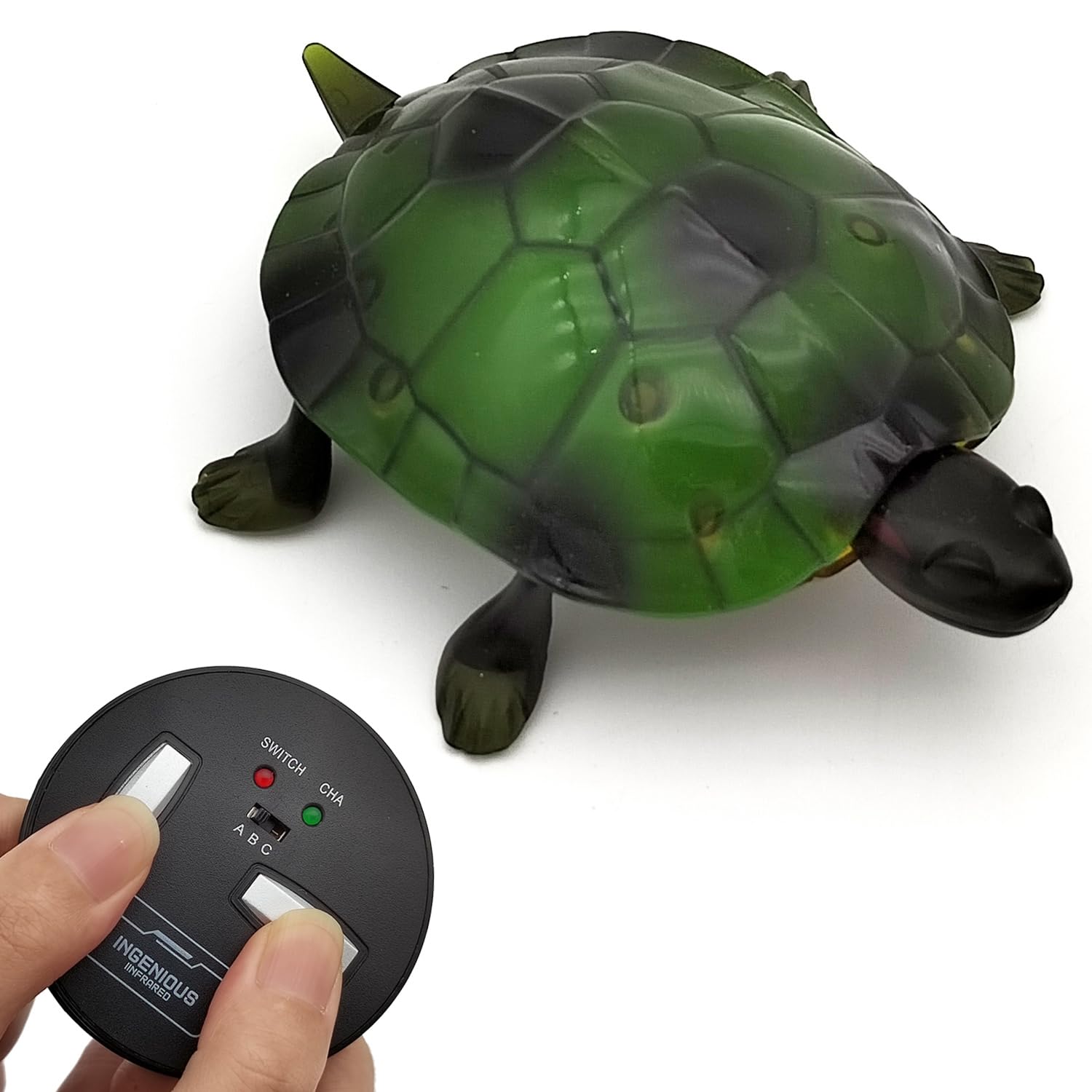 Escomdp Realistic RC Turtle Toy Radio Remote Control Tortoise Crawl Simulation Electric Electronic Animal Cat Kids Birthday (Green)