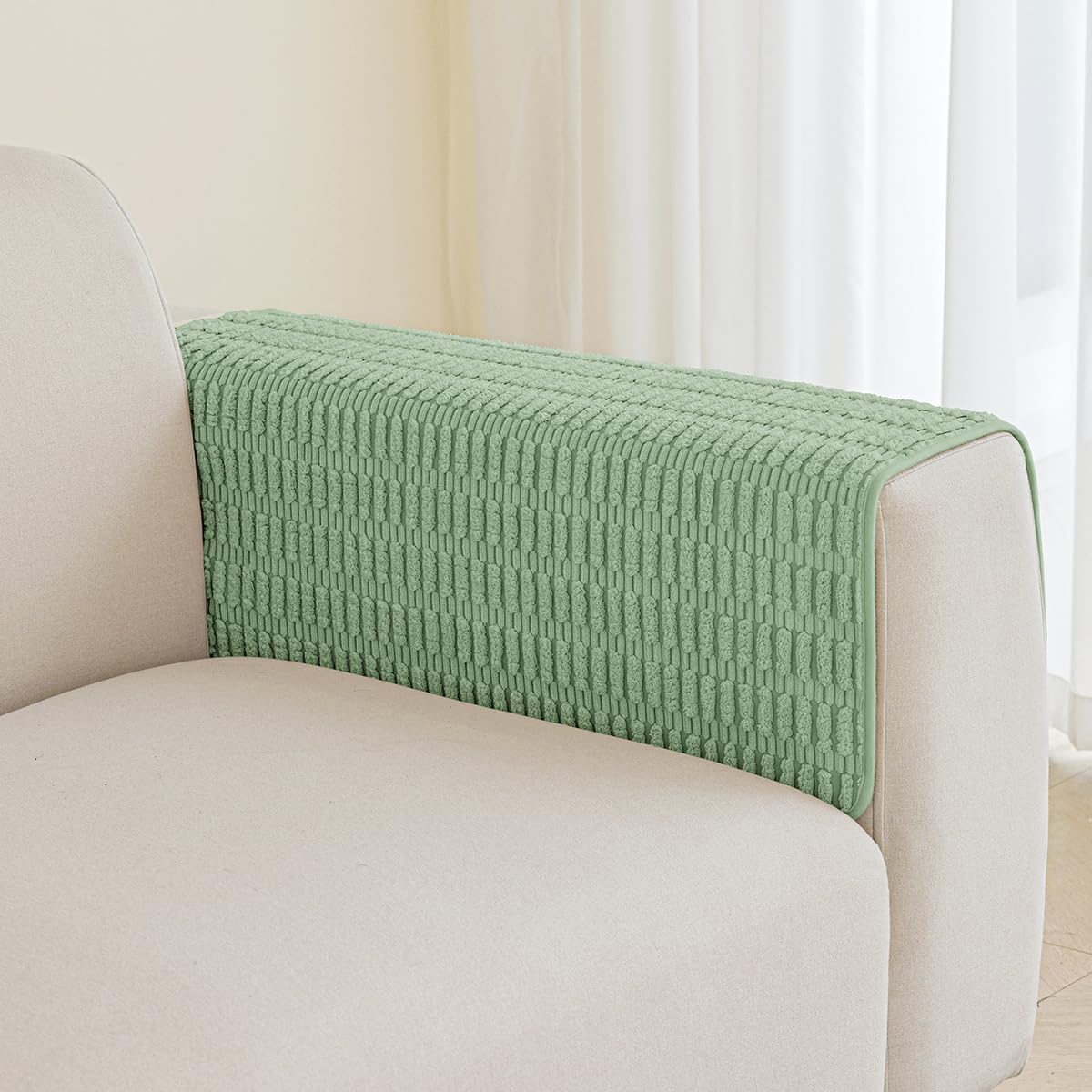 Muamar Couch Arm Covers Chair Arm Covers, Non Slip Sofa Arm Covers, Armrest Covers for Sofa, Furniture Covers Couch Protector Set of 2pcs (26x26inch, Sage Green)