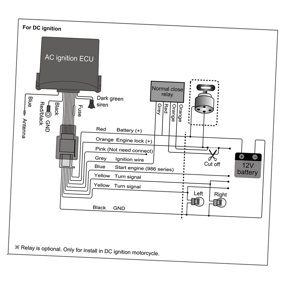 Antivol Moto ERYUE 1 Voie 986E Alarme Système Moteur Démarrage Distance Immobilisation Mini Émetteur