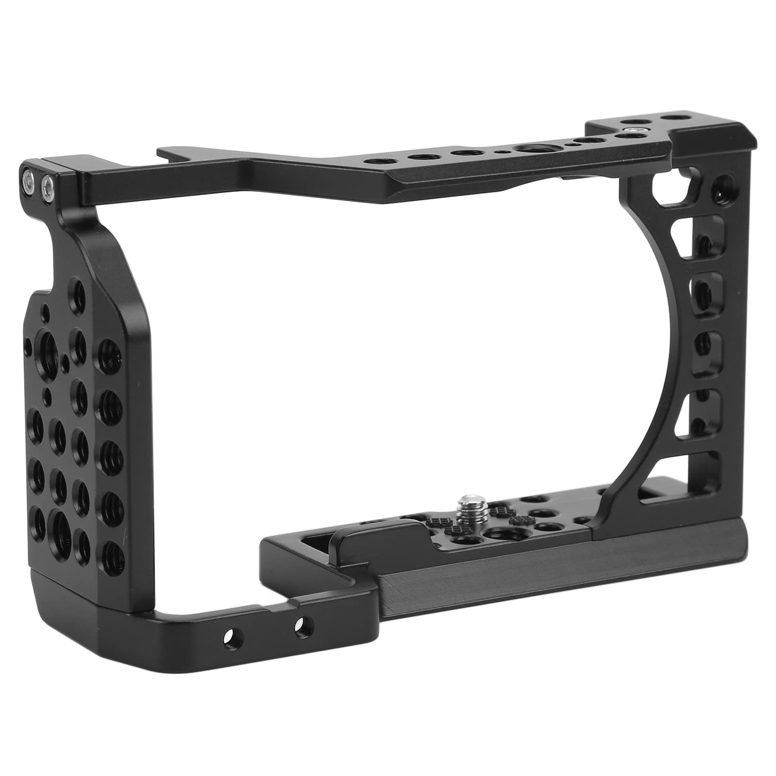 GOWENIC Camera Cage Rig with Cold Shoe, Compatible with A6000 A6100 6000 6500 Camera Parts, Quick Release Plate and Cold Shoe Mount, Aluminum Alloy