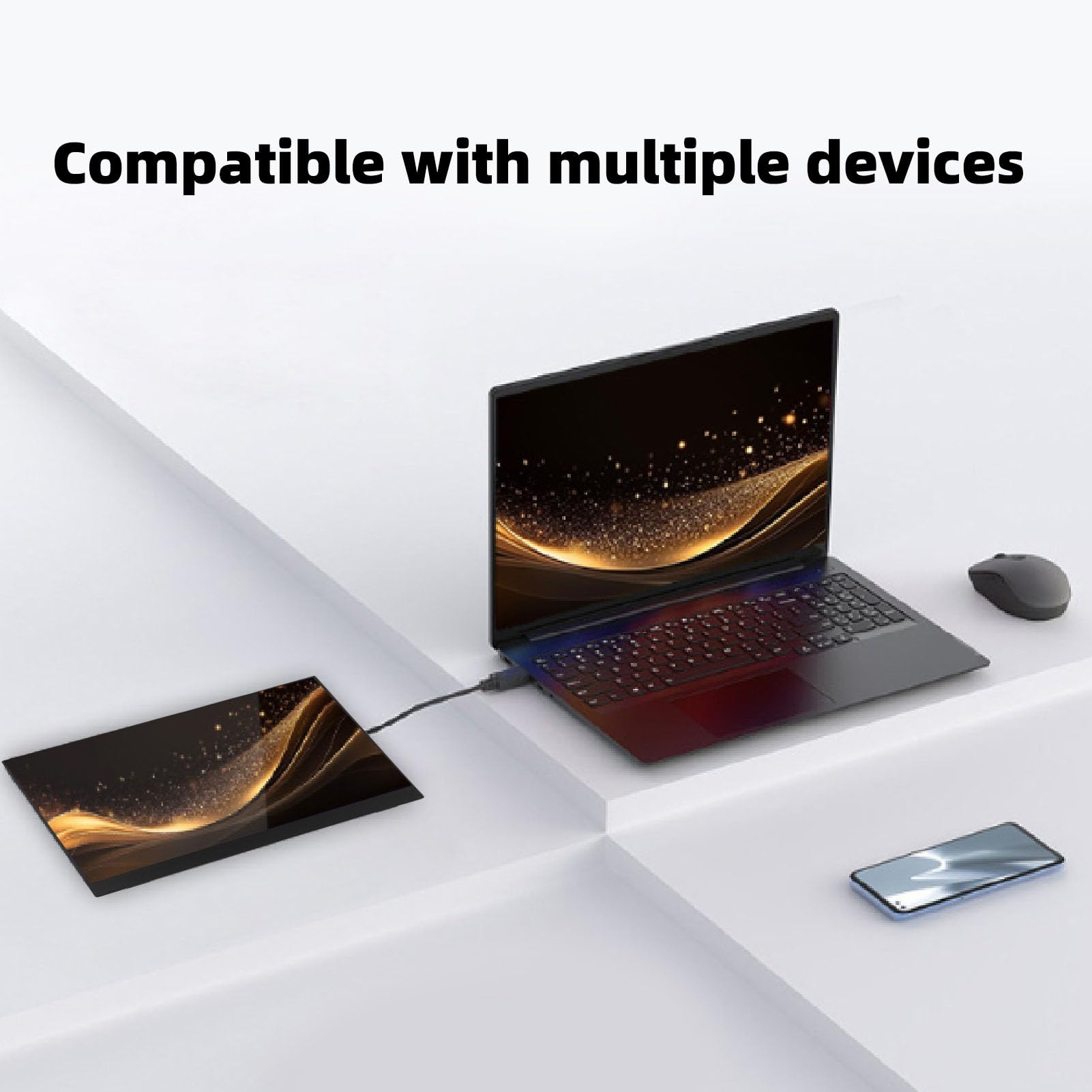 Wyświetlacz Komputerowy o Przekątnej 15,6 Cala, 1080P, częstotliwość Odświeżania 120 Hz, 2 Porty Typu C i Mini HD, do Konsoli do Gier Stacjonarnych w Laptopach