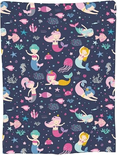 Miniatura 9 de Manta de sirena para niñas y niños, cálida manta de franela para sofá cama de 50 x 60 pulgadas