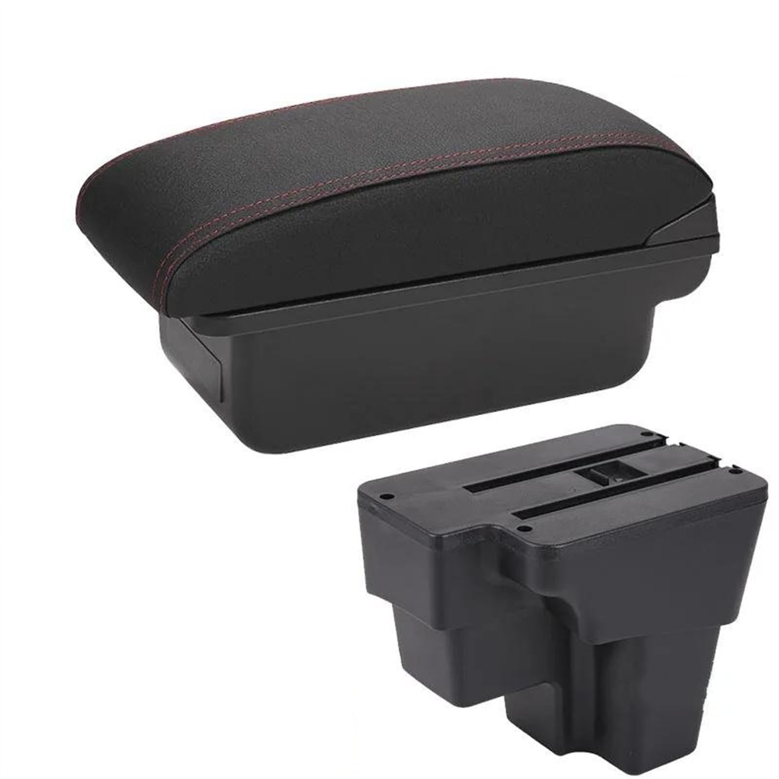NOHEEU Car Armrest Retrofit Part Storage Box Accessorie South America For STONIC For Rio Lx For Cerato(C1 Black red NO USB)