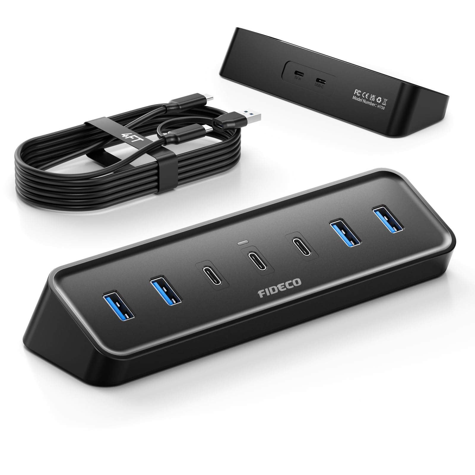 FIDECO 1.2m 7ポートUSB 3.0 ハブ デスクトップ PC MacBook適用 USB-Aポート4つ USB-Cポート3つを備え