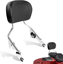 AUFER Encosto destacável Sissy Bar Encosto vertical do passageiro com almofada de apoio traseiro compatível com Touring Road King Street Glide Electra Glide Road Glide FLHR FLHX FLHT FLTR 2009-2024
