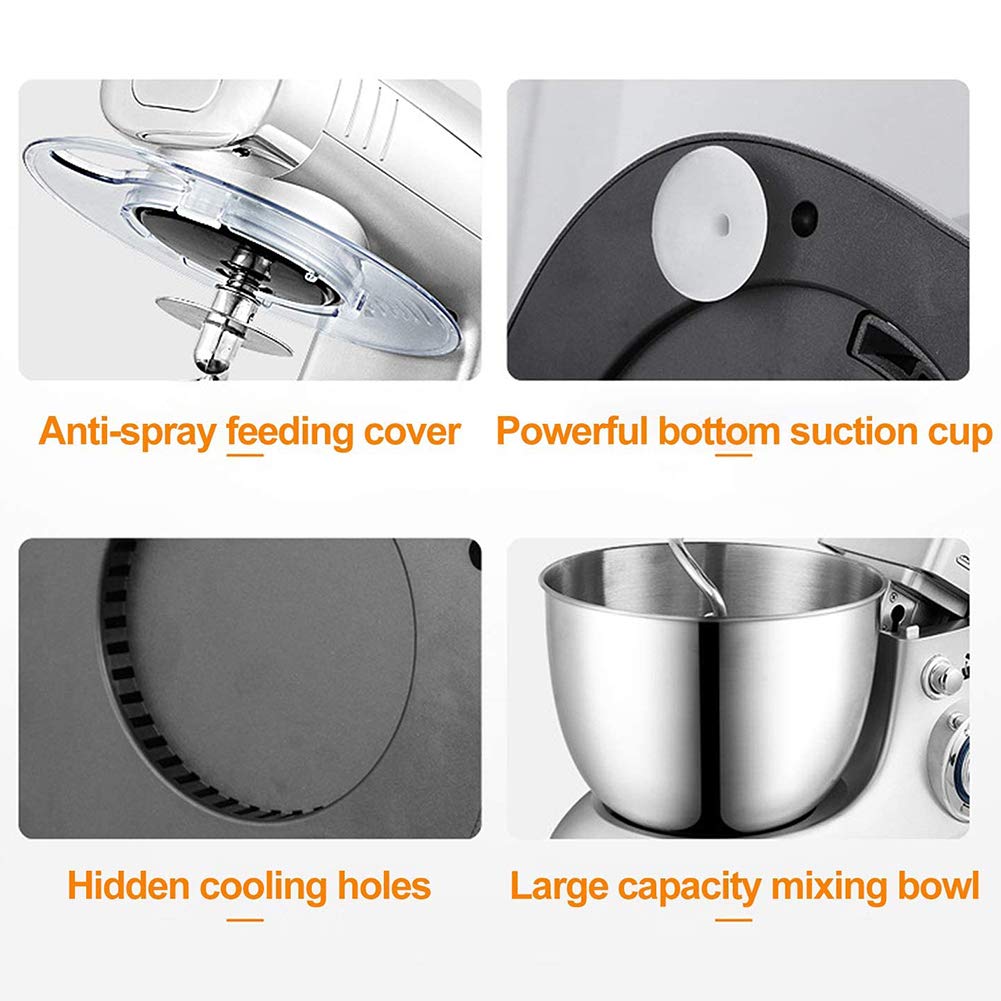 La miscelazione elettrico E impastatrice, multifunzionale automatico Cook automatico, Composizione verticale di panna da montare e la pasta Mixer,Argento
