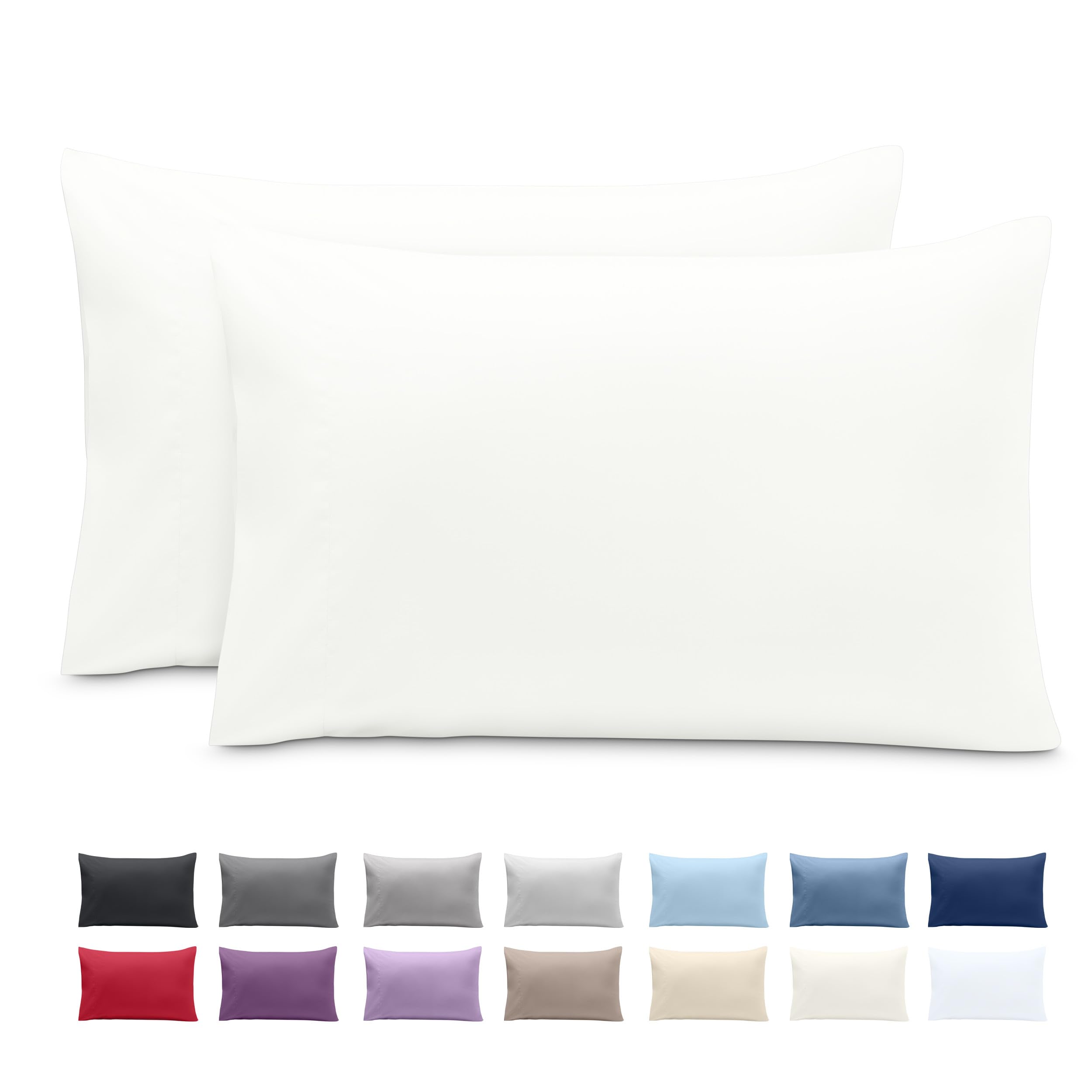 Bare Home Microfiber Pillow Cases - Standard Size Set of 2 - Cooling Pillowcases - Double Brushed - Easy Care - Envelope Closure (Standard Pillowcase Set of 2, Cream)