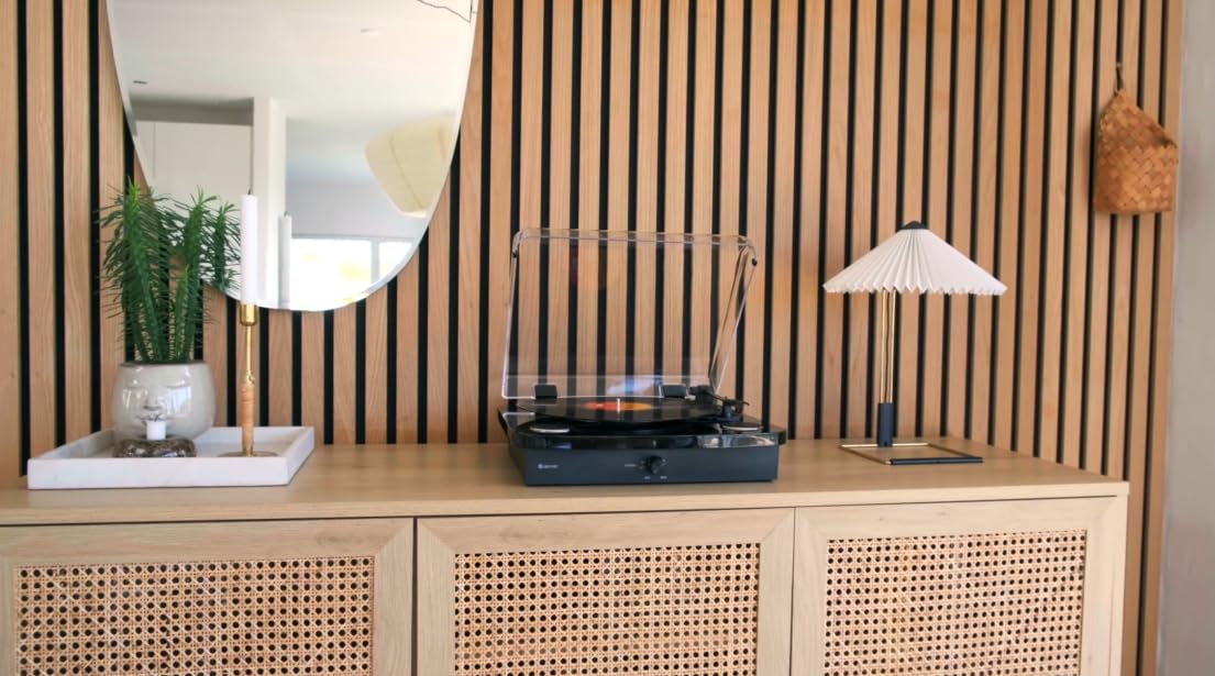 Denver VPL-230B Giradischi Bluetooth per Vinili con Casse Integrate, USB/SD, Registrazione MP3, Phono Out, 33/45/78 RPM, Nero
