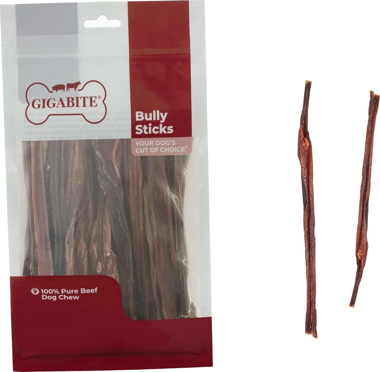 GigaBite Bully Sticks for Dogs All Natural Beef Pizzle Dog Chews, Odor &amp; Rawhide Free Dog Treats, Long Lasting High Protein Chews Digestible Dental Dog Treat - Sticks (Slim 6"), Pack of 25