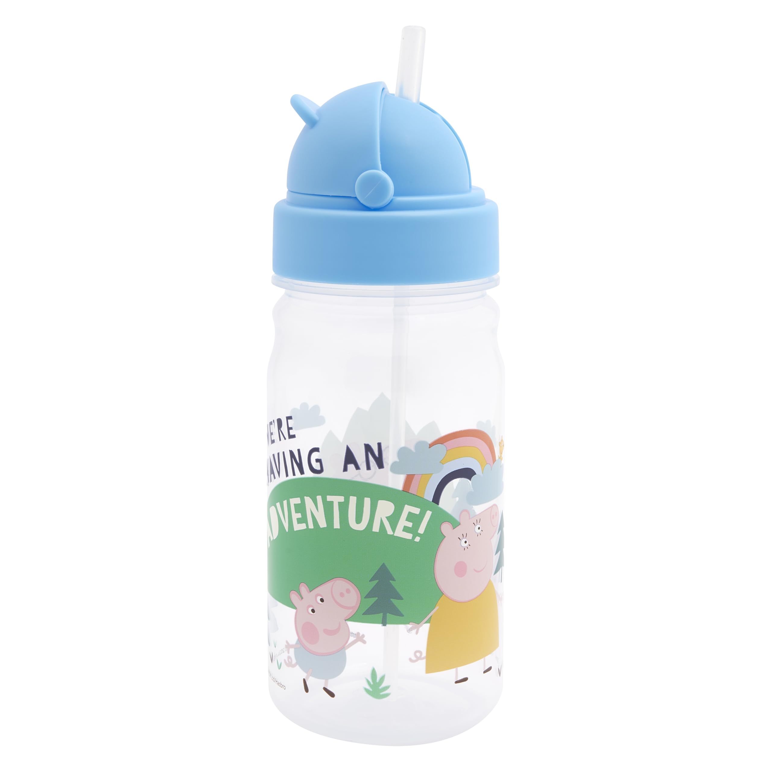 Peppa Pig Explorer 400ml Kids Water Bottle with Dome Lid & Flip-Up Integrated Straw - BPA-Free, Leak-Proof Design, Perfect for School & Outdoor Activities, Blue