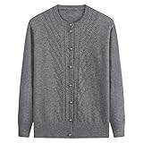 Cardigan Mujer,Cárdigan De Señora Mayor Manga Larga Cuello Redondo Chaqueta De Abuela Delicados Botones De Perla Suéter Ligero para Mamá Primavera Otoño Ropa para Madre Suéter Cálido Gris L