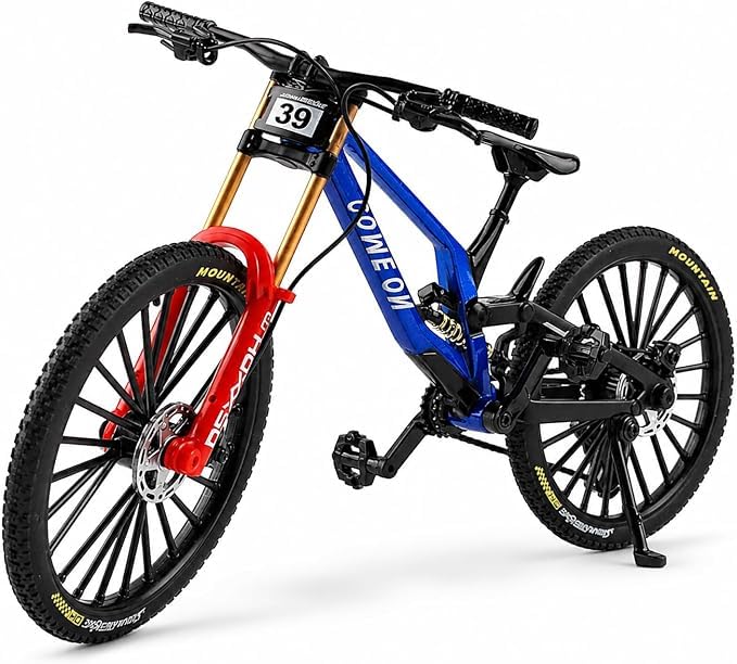 Generisch Universal Mountain Bike Model Mountain Bike Model 1:10 Toy Finger Mountain Bike Model Decoration Miniature Finger Bike Mini Model Bend Bike (Blue-39)