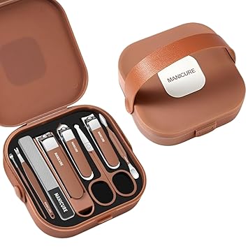 HETSHIV 8 in 1 Stainless Steel Manicure Pedicure Set – Portable Nail Clippers & Grooming Tools Kit with Elegant Travel Case – Nail Care Essentials for Women & Men, Ideal Gift Set for Home & Travel Use (Multicolor) - image, photos