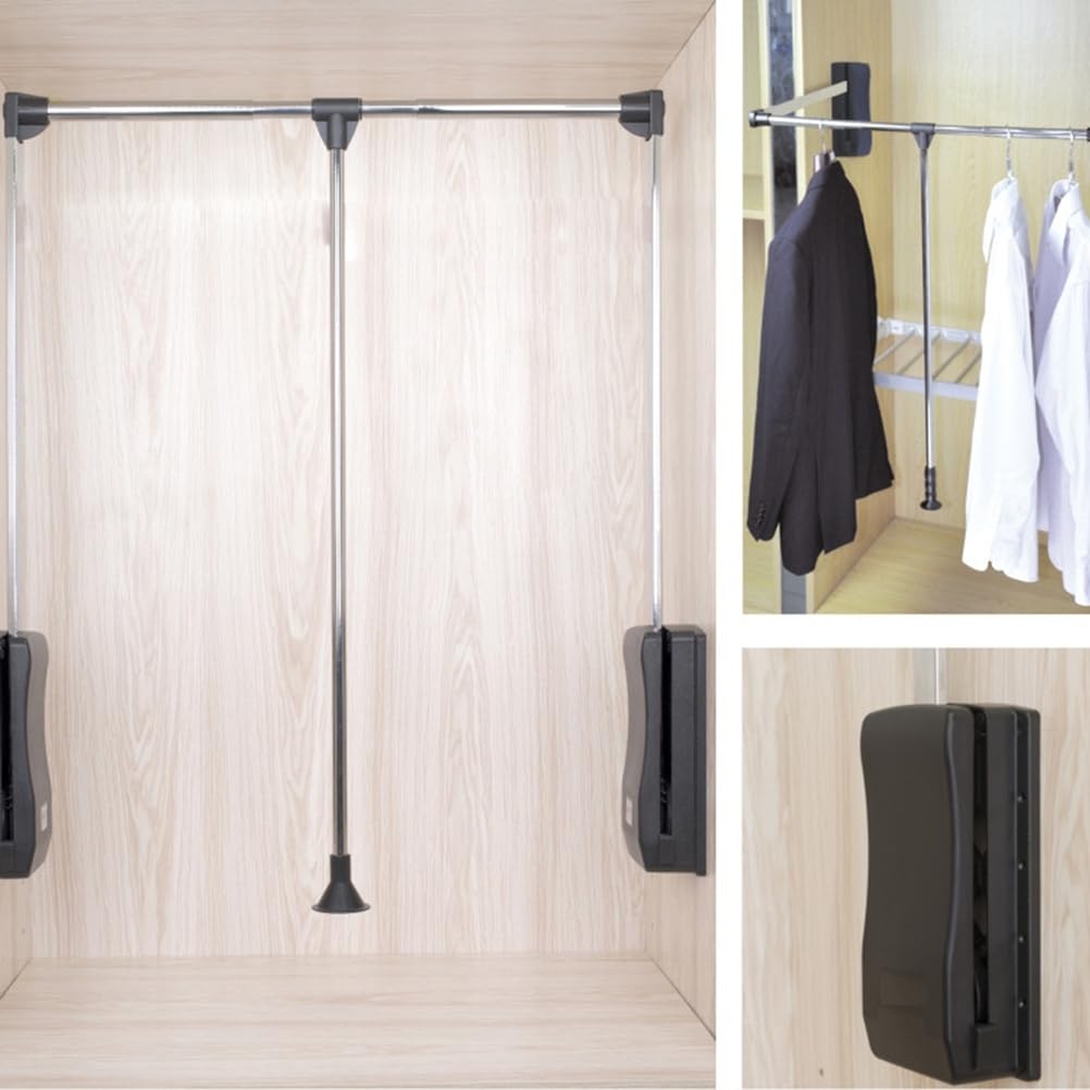 LDIW Appendiabito saliscendi per Armadio, Rimovibile Barra Appendiabiti Lift in Alluminio per Guardaroba Larghezza Regolabile,660to890mm