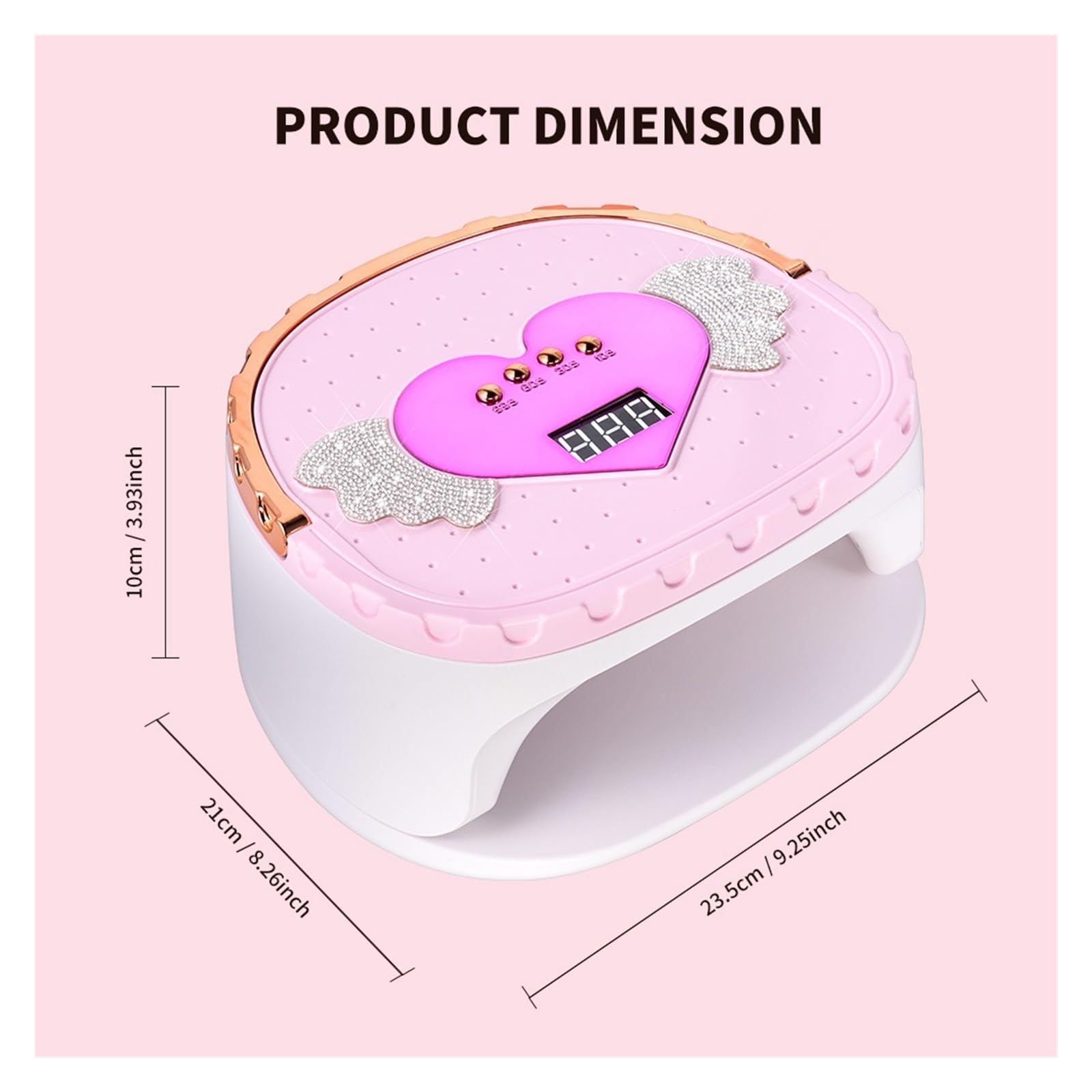 lampada per unghie, Lampada portatile 45 LED con maniglia, doppia sorgente luminosa(Roze)