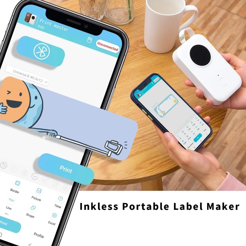 Stampante portatile for etichette wireless for smartphone, termica, piccola, ricaricabile,Resistente alle cadute(Groen)