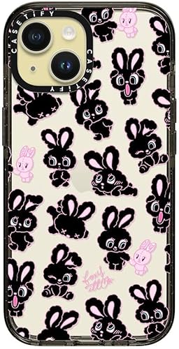 Miniatura 2 de CASETiFY Impact - Funda para iPhone 15 4 veces probada contra caídas de grado militar, protección contra caídas de 8.2 pies, conejitos negros, negro