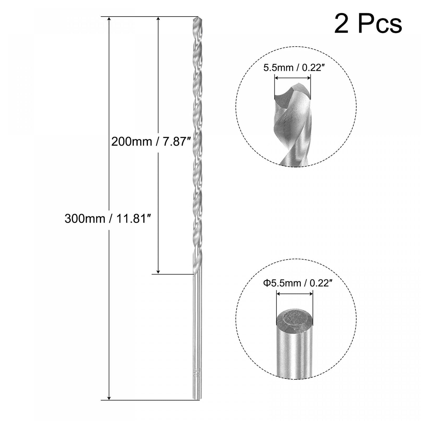 TA-VIGOR 2Pcs 5.5mm Extra Long Twist Drill Bits - Image 2