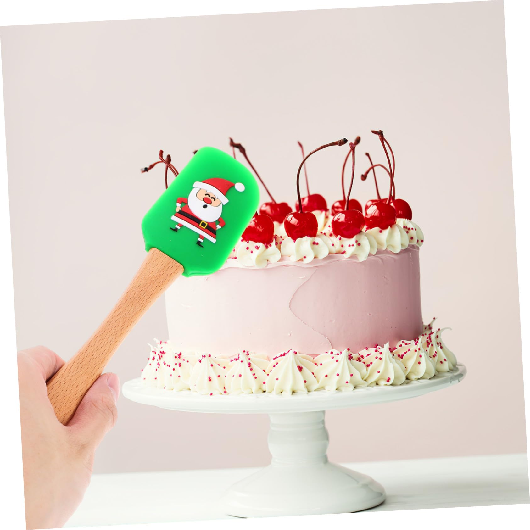 Juego de 5 Espátulas para Crema de Silicona y Madera, Utensilios para Hornear Doméstico, Fácil de Usar y Adecuado para Repostería Navideña Estilo Aleatorio
