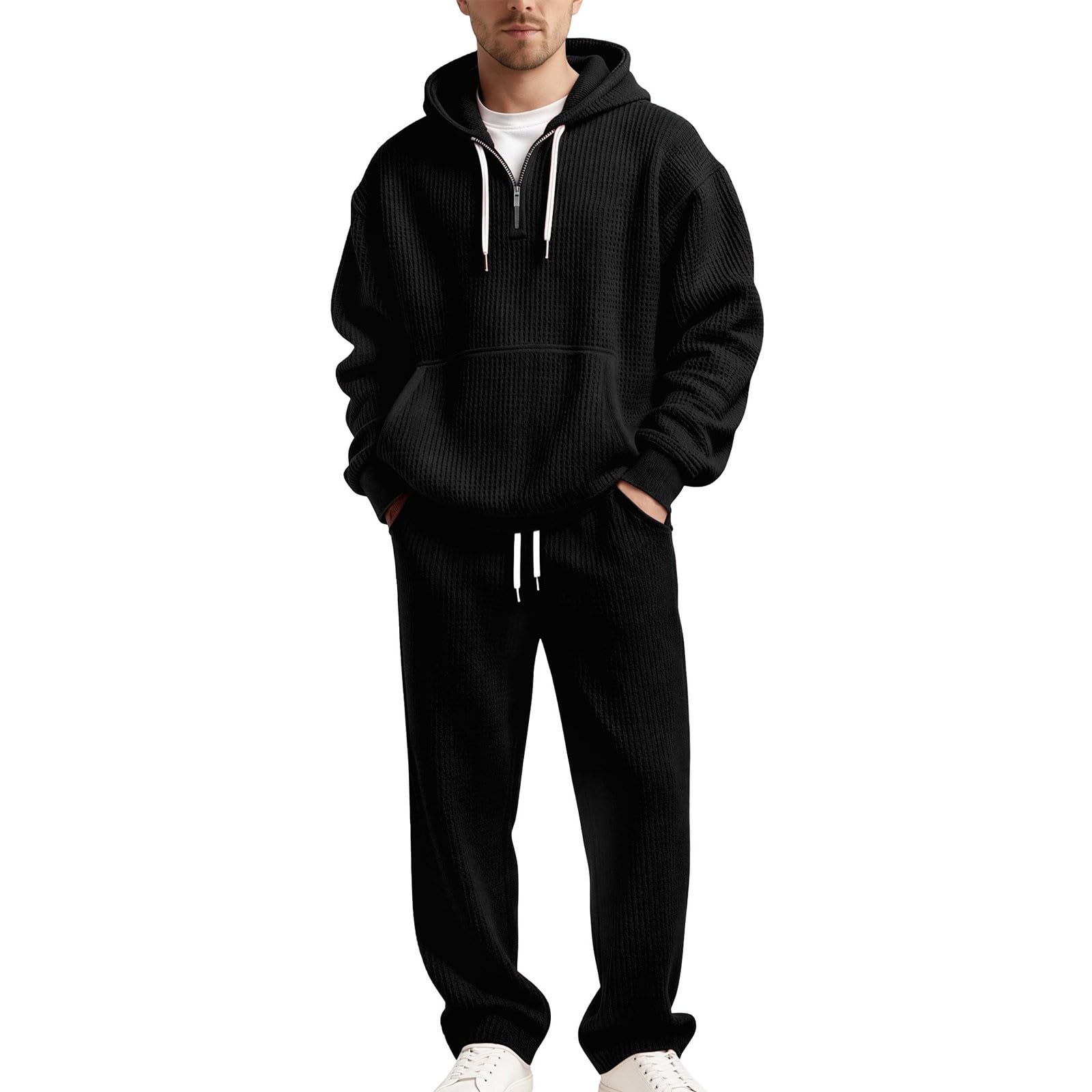 Maglia tinta unita con cappuccio e pantaloni da jogging per il comfort quot | Vestiti Alla Moda Uomo Misura Pile Maschile 62 Larghe Bermuda Cocktail Ballo Comode Serale Vinaccia Rossa Runner Felpato