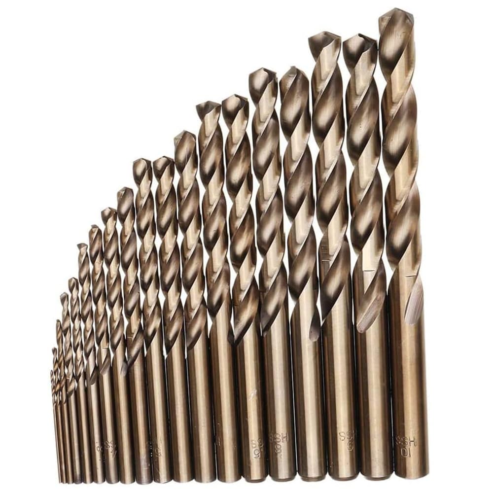 VIDOO Juego de Brocas Cobalto M35 HSS-Co Helicoidales con Caja Metal para Acero Inoxidable Madera-19Piezas