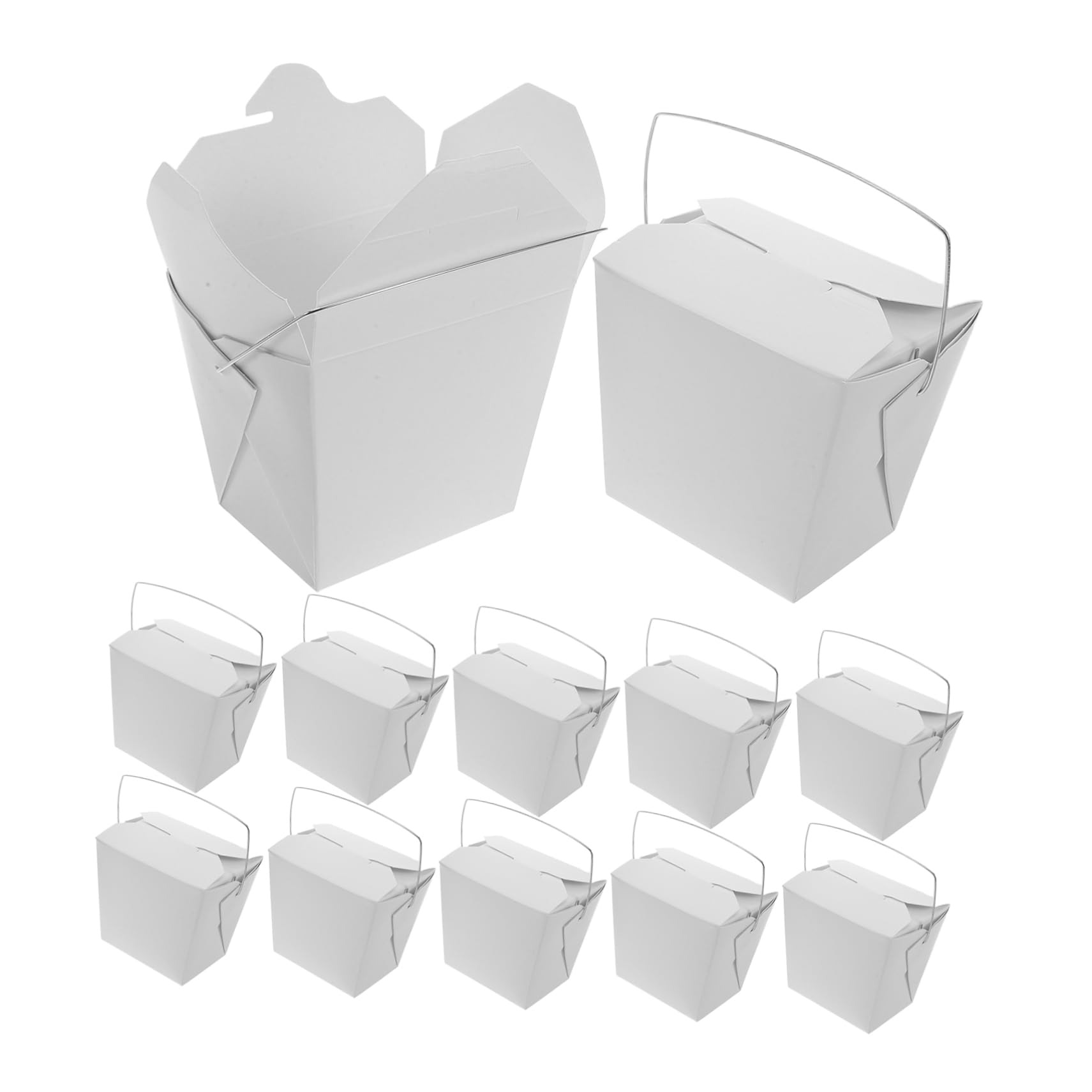 FELTECHELECTR Wire Handle Paper Food Containers 50pcs Chinese Takeout Boxes Small Portable for Hot Cold Foods Wedding Favor