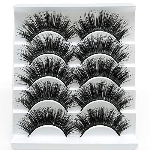 HBZGTLAD NEW 5 Pairs 3D Mink Hair False Eyelashes Criss-cross Wispy Cross Fluffy length 25mm Lashes Extension Handmade Eye Makeup Tools (3D01)