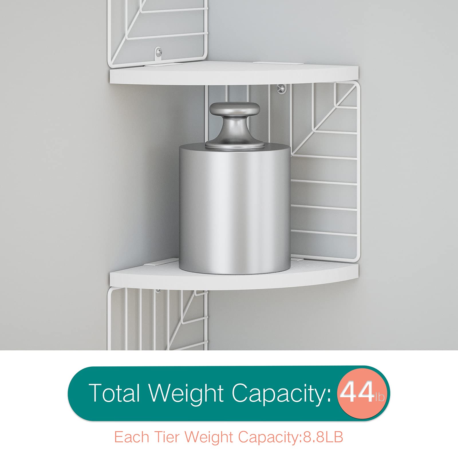 LoveKANKEI Corner Shelf Wall Mount of 5 Tier Rustic Solid Wood