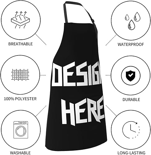 Miniatura 4 de Delantales Flower Blue Home 2 bolsillos de 33 x 28 pulgadas para hombres y mujeres, delantal impermeable floral gris para manualidades, restaurante,