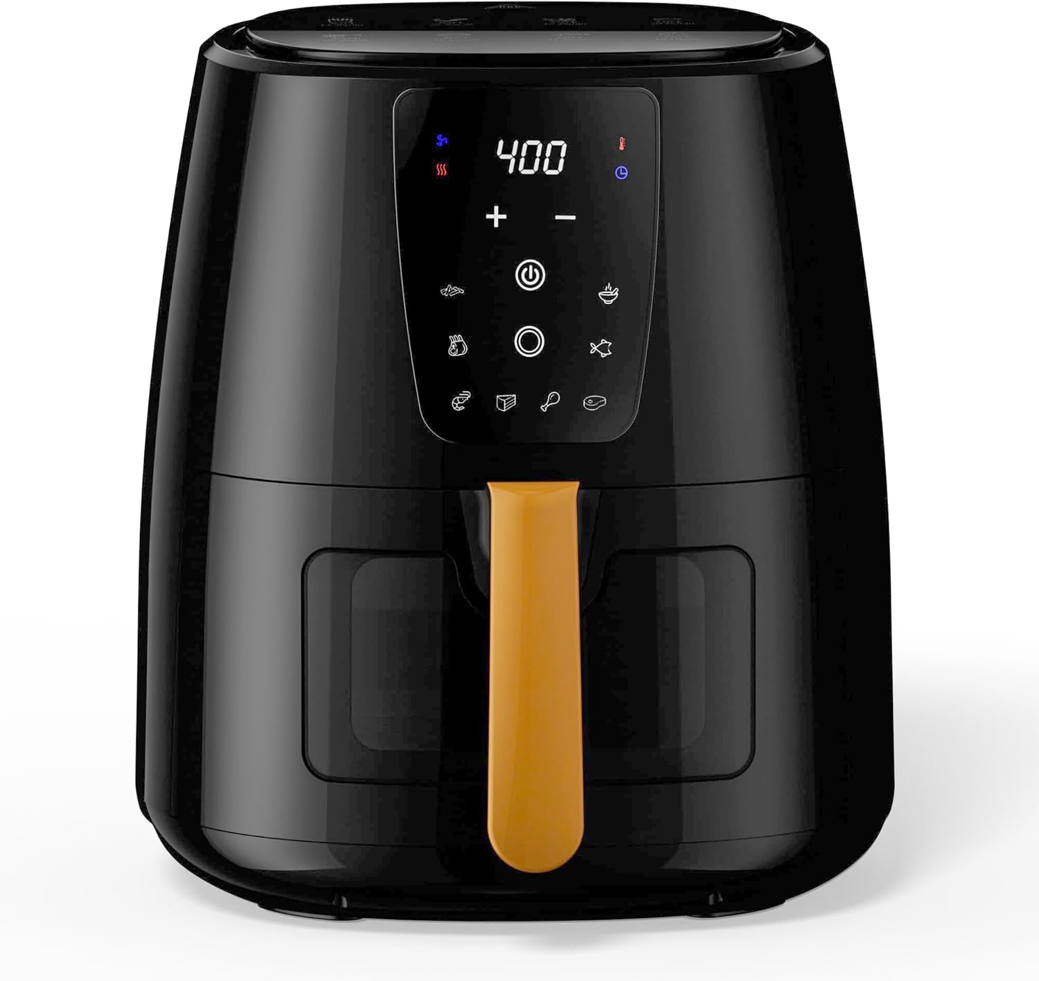 XKV 5.8 QT Digital Air Fryer with Window for Kitchen Use,Nonstick Made without PFAS, Touchscreen Display,160°F~400°F in Precise 5°,Customized Temp/Time,NonStick Basket,Black