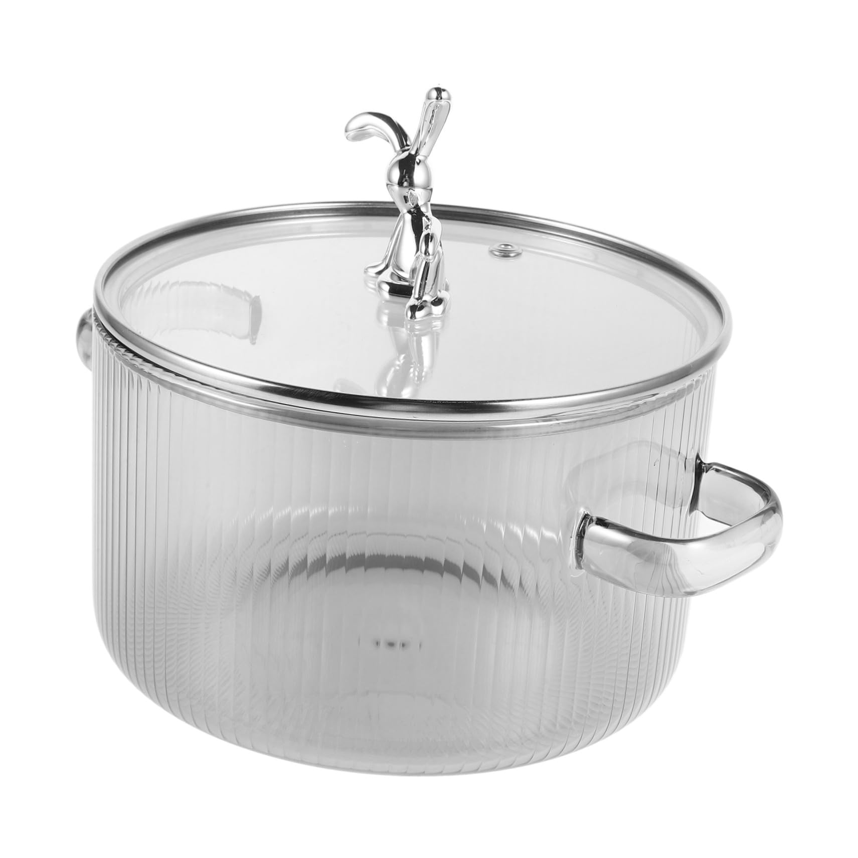 Pot de cuisson en verre transparent avec couvercle et double poignées pour soupe et lait