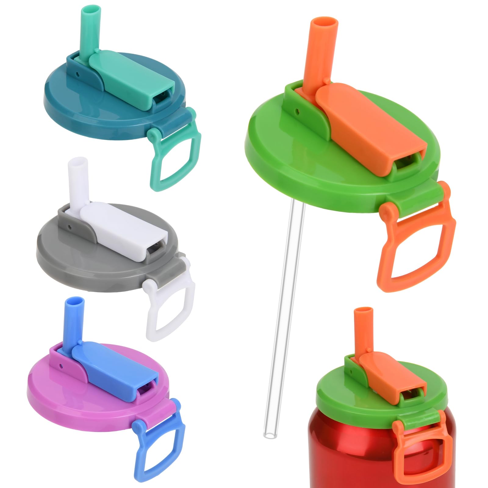 Couvercles de canettes de soda anti-renversement avec pailles lavables